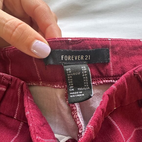 Forever21 Red and White Windowpane Work Pants - Picture 6 of 6